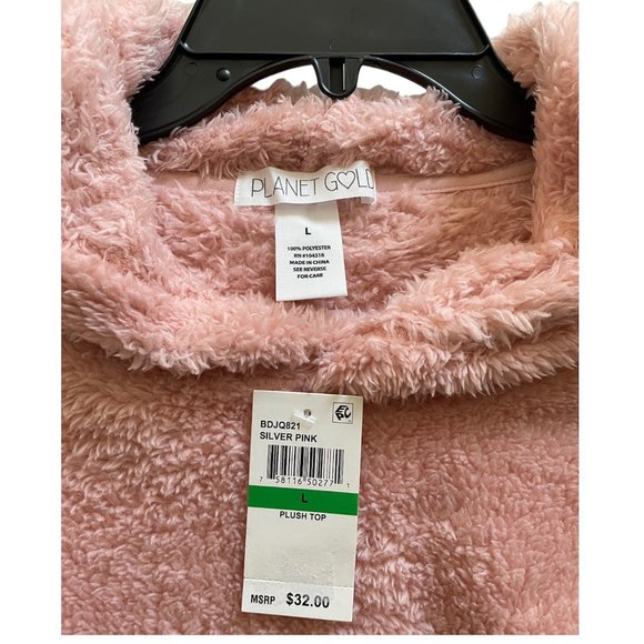 Planet Gold Loose Fleece Hoodie Silver Pink New - Picture 5 of 7